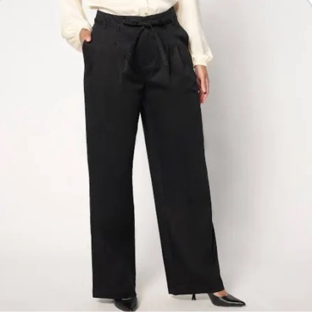 New BEAUTIFUL by Lawrence Zarian Stretch Cotton Sateen Trouser Black size 12